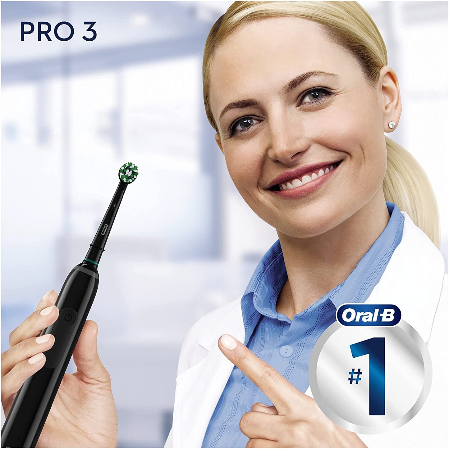 Oral-B Pro 3 Electric Toothbrush with Smart Pressure Sensor, 1 Cross Action Toothbrush Head & Travel Case, 3 Modes with Teeth Whitening, Gifts for Men/Women D505.513.3X.BK