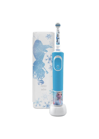 Oral-B Braun D100 Kids Rechargeable Toothbrush Frozen II, White/Blue D100.414.2KX.FR