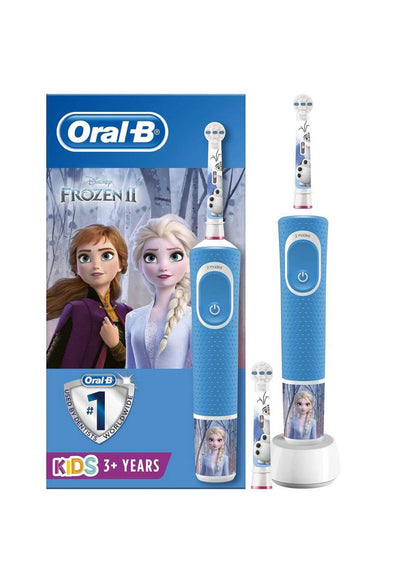 Oral-B Braun D100 Kids Rechargeable Toothbrush Frozen II, White/Blue D100.414.2KX.FR
