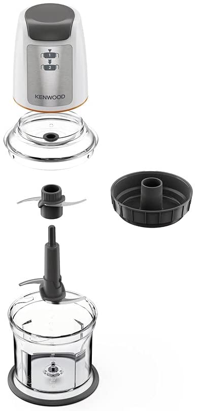 Kenwood Easy Chop Chopper, 0.5 Litre Bowl, 2 Speeds, Quad Blade System, Anti-slip ring for Food Chopper Stability, 500 W, Dishwasher Safe, White CHP61.000WH