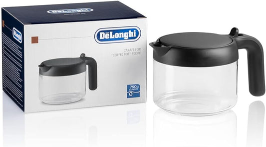 De'Longhi DLSC021 Coffee Machine Accessory Jug - Coffee Pot, Black,Transparent, Glass, Plastic, 0.75 L, 6 Cups