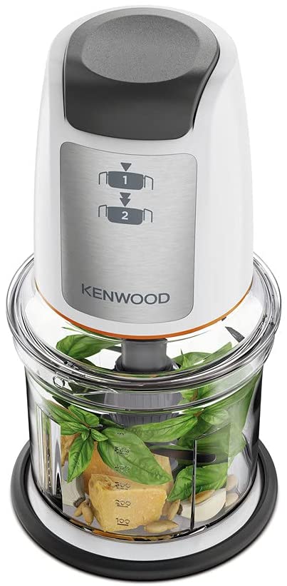 Kenwood Easy Chop Chopper, 0.5 Litre Bowl, 2 Speeds, Quad Blade System, Anti-slip ring for Food Chopper Stability, 500 W, Dishwasher Safe, White CHP61.000WH