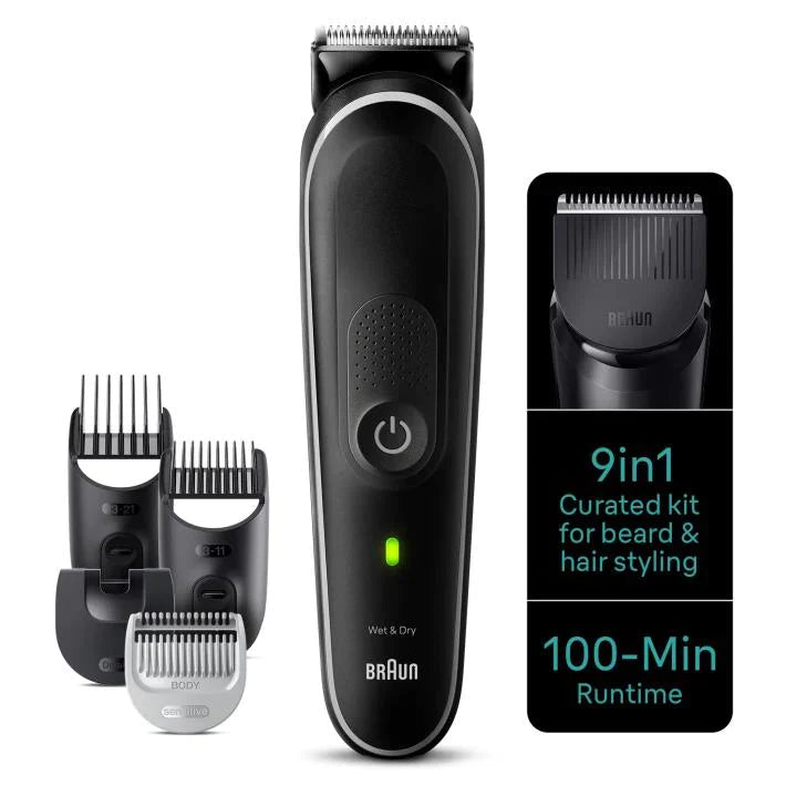 9-in-1 Style Kit 5 MGK5410 beard, body, ear & nose. With 100-min runtime, pouch, grey