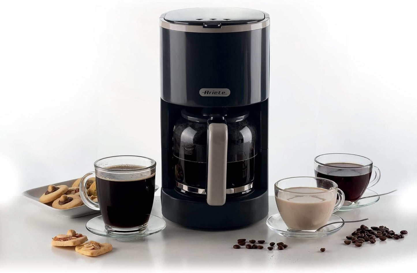 Ariete 1394 Breakfast Line Coffee Maker, Capacity 12 Cups, Water Level Window, Washable Filter and Holder, Drip Device
