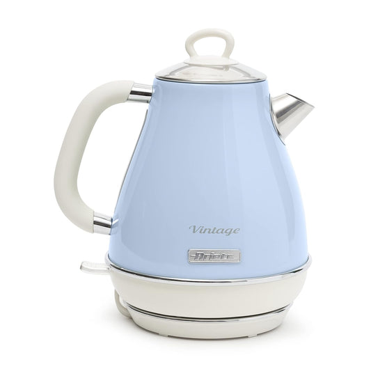 Ariete 2869 Vintage Electric Kettle,Stainless Steel,1.7 L,Auto Switch Off,2000 W,For Water,Tea&amp;Herbal Teas,Pastel Blue,2000 Watts,1.7 Liter
