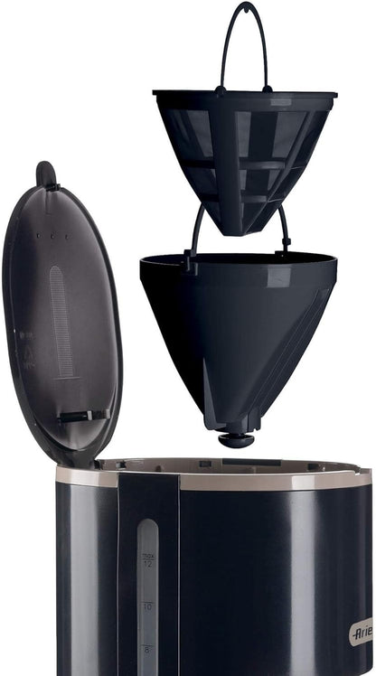 Ariete 1394 Breakfast Line Coffee Maker, Capacity 12 Cups, Water Level Window, Washable Filter and Holder, Drip Device