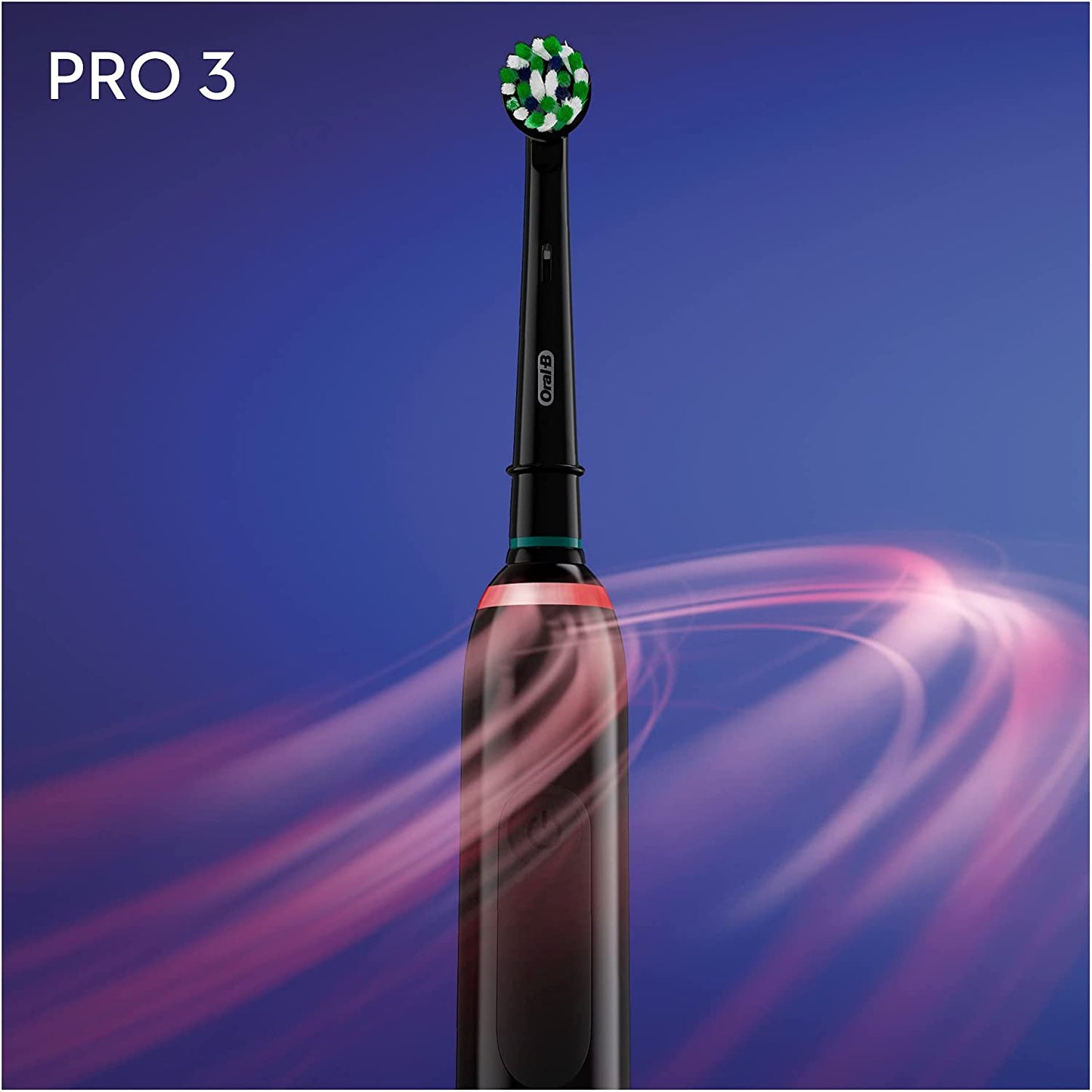 Oral-B Pro 3 Electric Toothbrush with Smart Pressure Sensor, 1 Cross Action Toothbrush Head &amp; Travel Case, 3 Modes with Teeth Whitening, Gifts for Men/Women D505.513.3X.BK