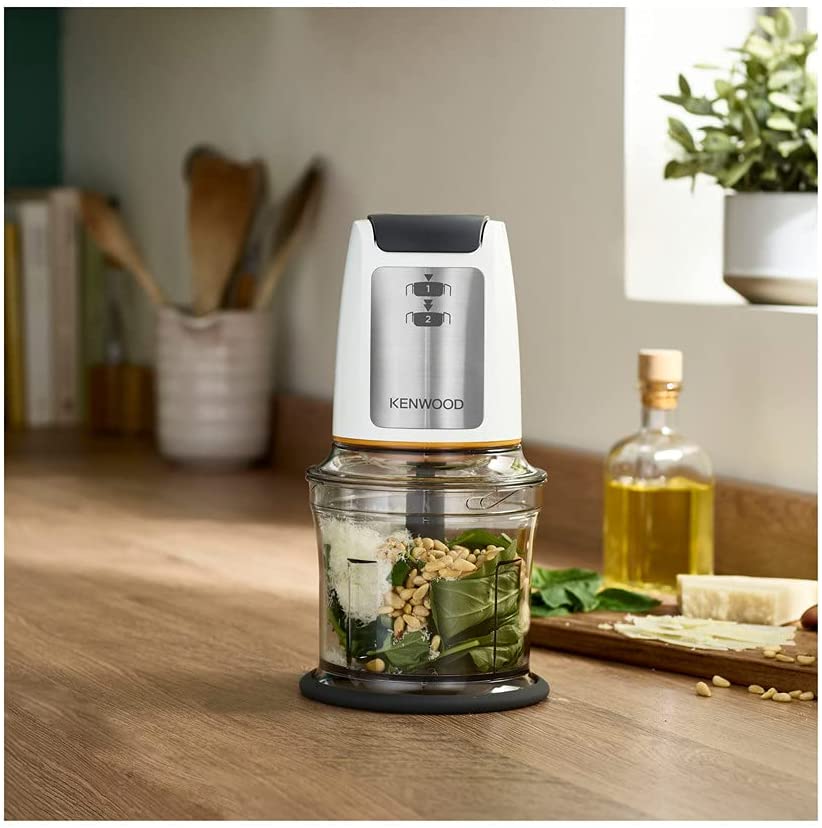 Kenwood Easy Chop Chopper, 0.5 Litre Bowl, 2 Speeds, Quad Blade System, Anti-slip ring for Food Chopper Stability, 500 W, Dishwasher Safe, White CHP61.000WH