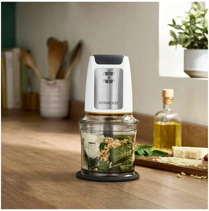 Kenwood Easy Chop Chopper, 0.5 Litre Bowl, 2 Speeds, Quad Blade System, Anti-slip ring for Food Chopper Stability, 500 W, Dishwasher Safe, White CHP61.000WH