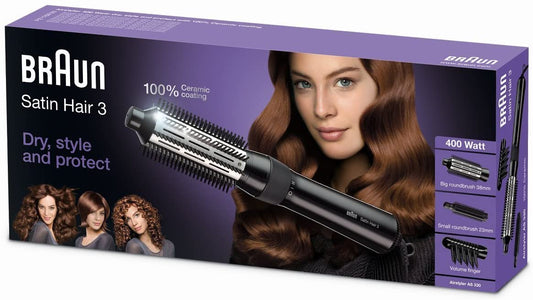 Satin Hair 3 AS330 airstyler with ceramic protection and 3 styling attachments. BI.AS330