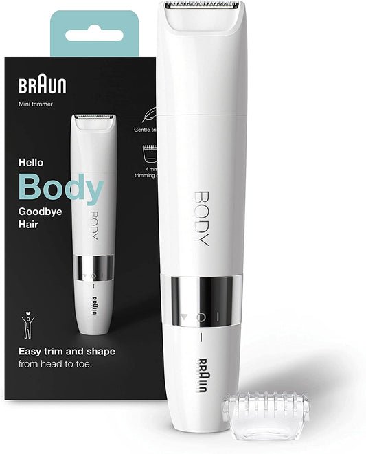 Body Mini trimmer BS1000 Wet &amp; Dry with trimming comb, white BRN.BS1000