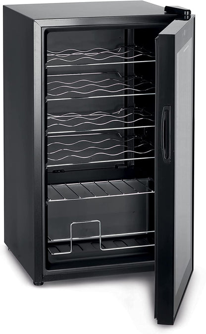 KENWOOD Beverage Cooler 24 Bottles Wine Cooler Refrigerator with Double Glass Door, Blue Light, Smart Temperature Control BCM24.000BK Black