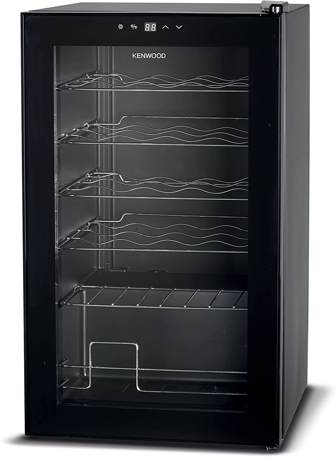 KENWOOD Beverage Cooler 24 Bottles Wine Cooler Refrigerator with Double Glass Door, Blue Light, Smart Temperature Control BCM24.000BK Black