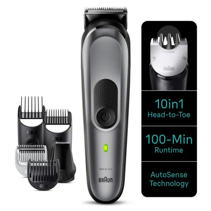 10-in-1 Style Kit 7 MGK7420 beard, body, hair. With metal blade, 100min runtime, pouch, grey