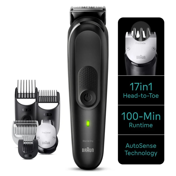 17-in-1 Style Kit 7 MGK7490 beard, body, hair. With ProBlade, 100min runtime, organizer, black