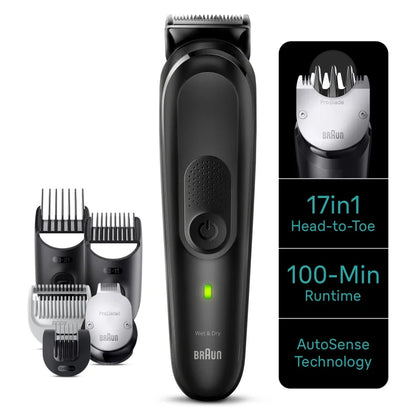 17-in-1 Style Kit 7 MGK7490 beard, body, hair. With ProBlade, 100min runtime, organizer, black