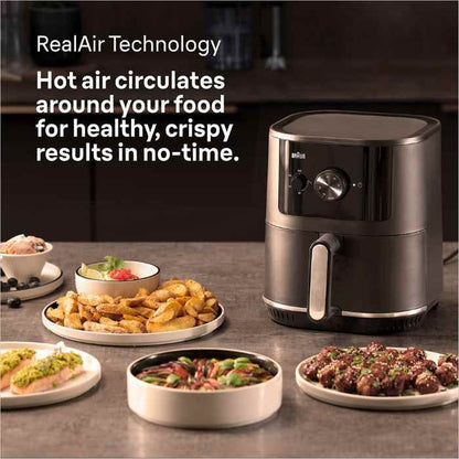 Braun MultiFry 3 Airfryer, 4.3 L Big Capacity, RealAir Technology - HF 3000 Black