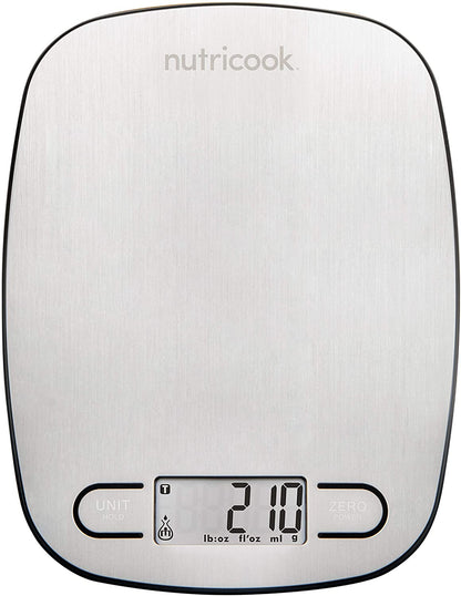 Nutricook Digital Kitchen Scale Eko by Nutribullet, 5kg Capacity, Stainless Steel Food scale for Baking and Cooking - 4 Weighing Sensors, Tare/Zero, Auto-Off &amp; Auto Calibrate Function,2 Years Warranty 6291061133316