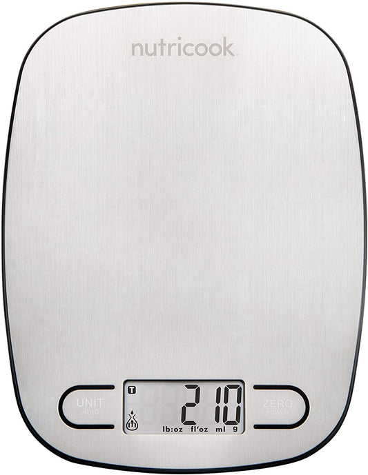 Nutricook Digital Kitchen Scale Eko by Nutribullet, 5kg Capacity, Stainless Steel Food scale for Baking and Cooking - 4 Weighing Sensors, Tare/Zero, Auto-Off &amp; Auto Calibrate Function,2 Years Warranty 6291061133316