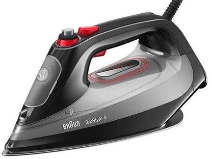 Braun TexStyle 9 Steam Iron with Freeglide 3D Sole Vertical Steam 3100 Watt Black SI9281