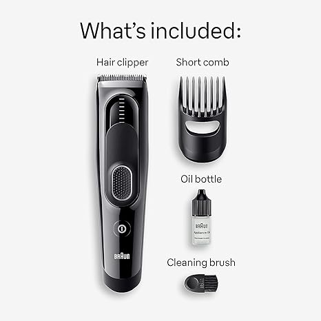 Braun Hair Clippers Series 5 5310, Hair Clippers for Men, Hair Clip from Home with 9 Length Settings, Incl. Memory SafetyLock Recall Setting, Ultra-Sharp Blades, 2 Combs
