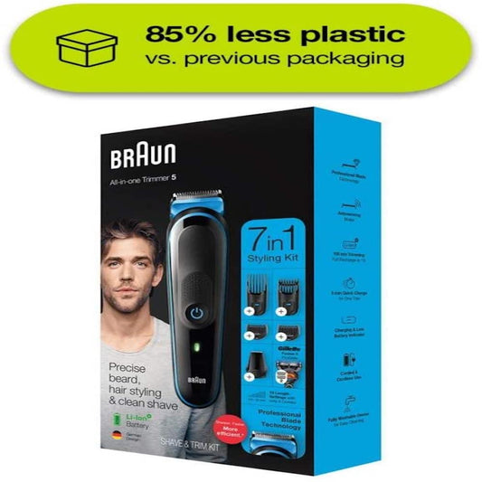 Braun Hair Clippers for Men MGK5245, 7-in-1 Beard Trimmer, Mens Grooming Kit, Cordless &amp; Rechargeable, with Gillette ProGlide Razor BRN.MGK5245