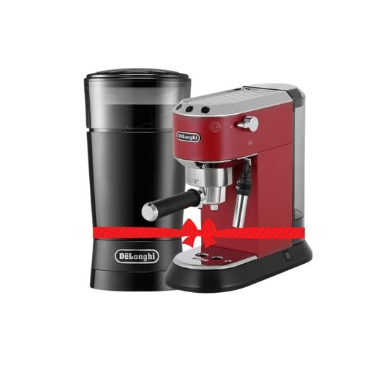 Delonghi DeLuxe Manual Espresso Machine, Cappuccino Maker + Coffee Grinder - Bundle Offer DLI.KG200B + DLI.EC685.R