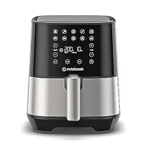 NUTRICOOK 1500 Watts, Stainless Steel Digital Control Panel Display, 10 Preset Programs with built-in Preheat function, Brush Air Fryer 2 (AF204, 3.6 L)