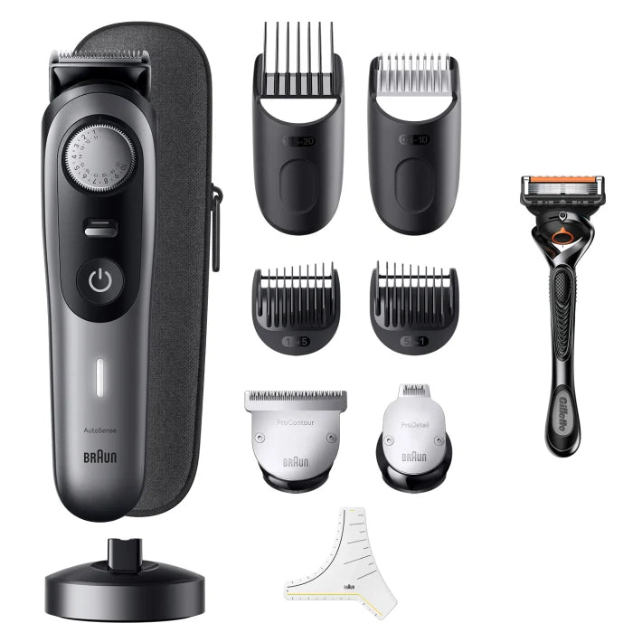 Pro Beard Trimmer 9 BT9420 With ProBlade, ProWheel, Lock, 10 barbering tools, 180min runtime, grey