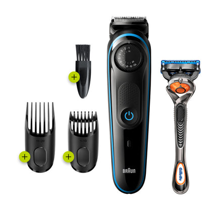Beard trimmer BT3240 with precision dial, 2 combs and Gillette Fusion5 ProGlide razor. BRN.BT3240